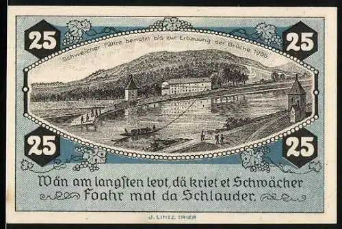 Notgeld Schweich, 1921, 25 Pfennig, Fährbetrieb und Verein für Handel und Gewerbe E.V
