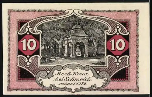 Notgeld Schweich, 1921, 10 Pfennig, Verein für Handel und Gewerbe und Hoch-Kreuz bei Schweich erbaut 1774