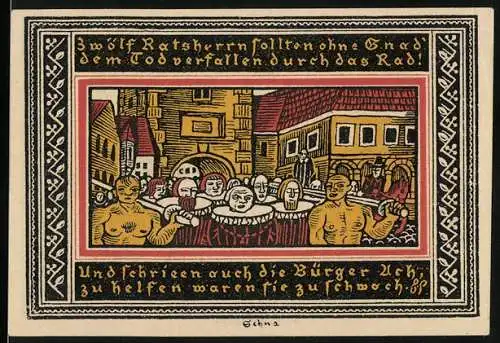 Notgeld Ettlingen, 1921, 50 Pfennig, Gutschein der Stadt Ettlingen mit historischem Motiv, Seriennummer 22960