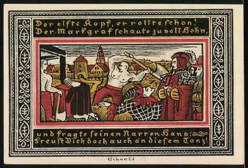 Notgeld Ettlingen, 1921, 50 Pfennig, Gutschein der Stadt mit historischer Illustration