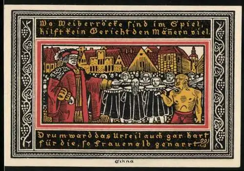 Notgeld Ettlingen 50 Pfennig, Gutschein der Stadt Ettlingen mit Stadtwappen und Gemeinderatssiegel