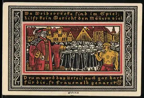 Notgeld Ettlingen 1921, 50 Pfennig, Gutschein der Stadt, dekorative Illustrationen und Inschrift