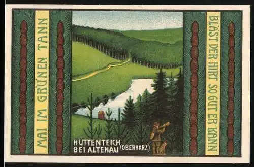 Notgeld Altenau 1921, 75 Pfennig, Hüttenteich bei Altenau und diverse Abbildungen