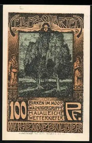 Notgeld Celle, 1922, 100 Pfennig, Birken Im Moor, Wacholdergruppe, Eiche, Kiefer, Gültigkeit 31. Januar 1922