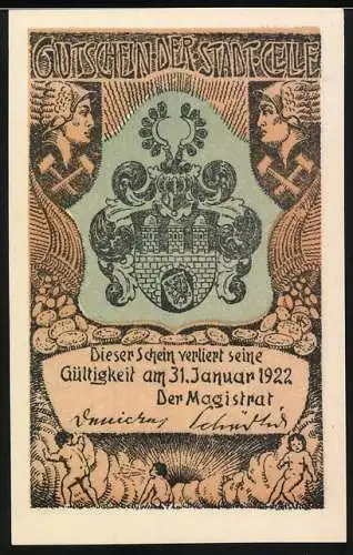 Notgeld Celle, 1922, 100 Pfennig, Birken Im Moor, Wacholdergruppe, Eiche, Kiefer, Gültigkeit 31. Januar 1922