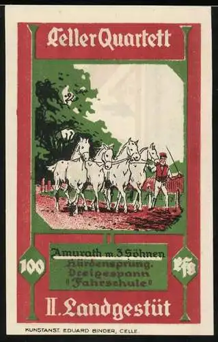 Notgeld Celle, 1922, 100 Pfennig, Amurath mit 3 Söhnen, II. Landgestüt, Gutschein der Stadt Celle