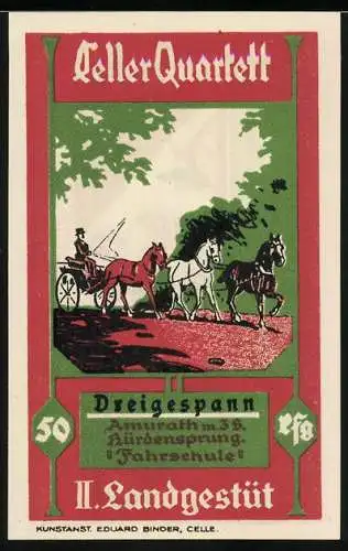 Notgeld Celle, 1922, 50 Pfennig, Dreigespann und II. Landgestüt