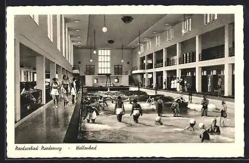 AK Norderney / Nordsee, Badegäste im Wellenbad