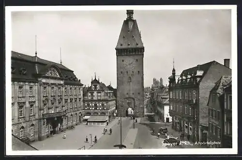 AK Speyer, Blick auf den Altpörtelplatz mit Oberpostdirektion