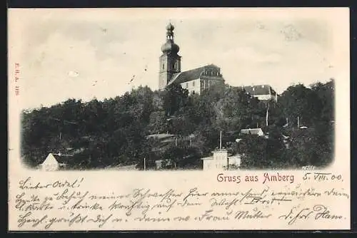 AK Amberg, Ortsansicht mit Kirche
