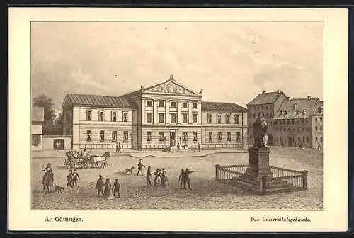 Künstler-AK Göttingen, Denkmal vor dem Universitätsgebäude