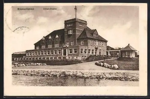 AK Bremerhaven, Uferpartie an der Strandhalle