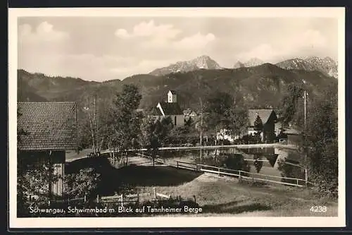 AK Schwangau, Schwimmbad m. Blick auf Tannheimer Berge