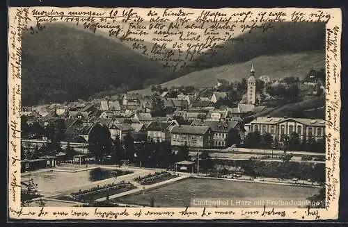 AK Lautenthal i. Harz, Teilansicht mit Freibadanlage