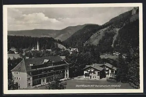 AK Dorf Kreuth, Ortsansicht mit Sanatorium