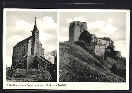 AK Gügel, Wallfahrtskirche und Ruine Giech bei Schesslitz