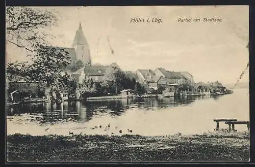 AK Mölln i. Lbg., Partie am Stadtsee mit Kirche