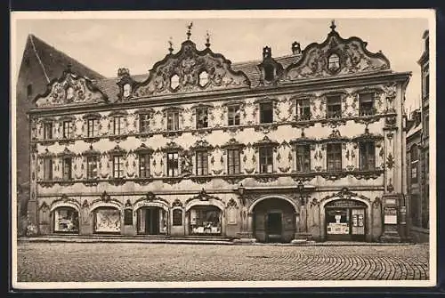 AK Würzburg, Haus zum Falken mit Geschäft