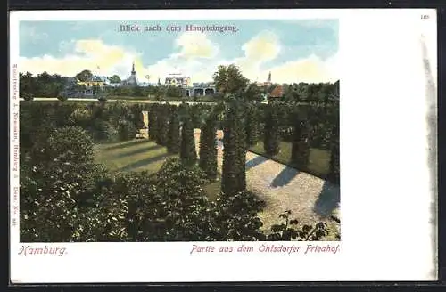 AK Hamburg, Ohlsdorfer Friedhof, Blick nach dem Haupteingang