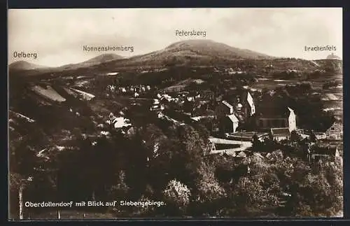 AK Oberdollendorf, Teilansicht mit Blick auf das Siebengebirge: Oelberg, Drachenfels und Petersberg