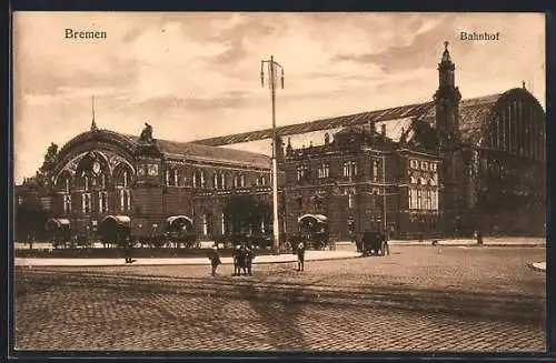 AK Bremen, Bahnhof mit Strassenpartie