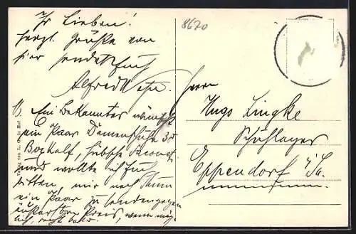 AK Hof a. S., Teilansicht mit Kirche und Strassenpartie