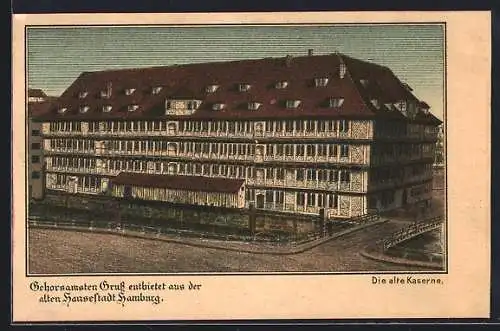 Lithographie Hamburg-Rotherbaum, Die alte Kaserne