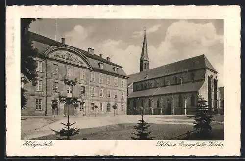 AK Heiligenstadt / Eichsfeld, Schloss und Evangelische Kirche