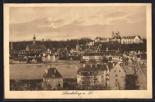 AK Landsberg a. L., Teilansicht mit Kirche