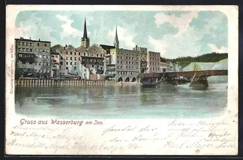 AK Wasserburg / Inn, Teilansicht am Inn