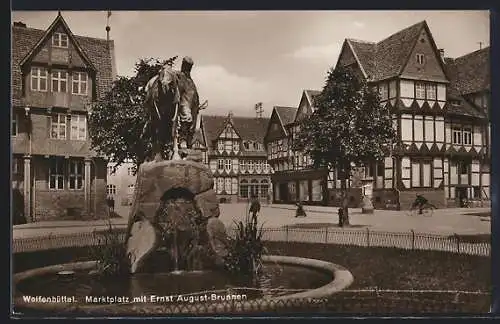 AK Wolfenbüttel, Marktplatz mit Ernst August-Brunnen