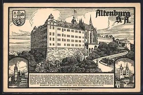 AK Altenburg S. A., Rathaus, Schloss & rote Spitzen