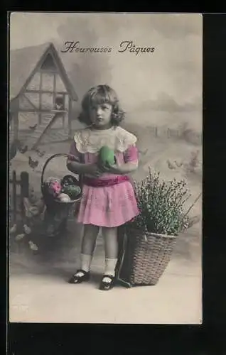 Foto-AK R & K / L Nr. 6116 /5: Mädchen mit Ostereiern