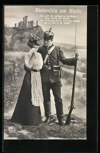 AK Stolzenfels, Soldat verabschiedet sich von seiner weinenden Liebsten, Soldatenliebe