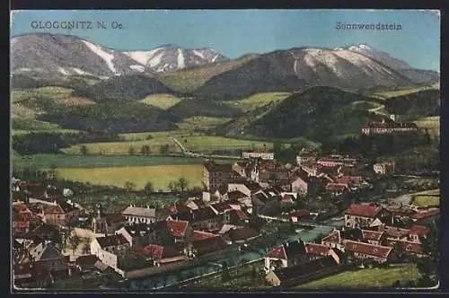 AK Gloggnitz, Ortsansicht aus der Vogelschau