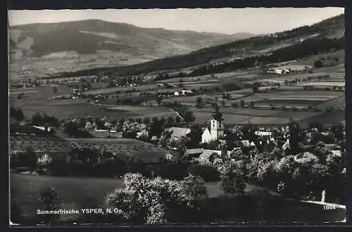 AK Ysper /N. Ö., Gesamtansicht mit Feldern aus der Vogelschau