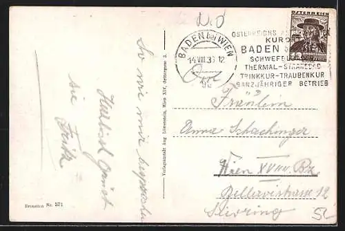 AK Baden bei Wien, Andreas Hofer-Zeile Putschanerlucke aus der Vogelschau