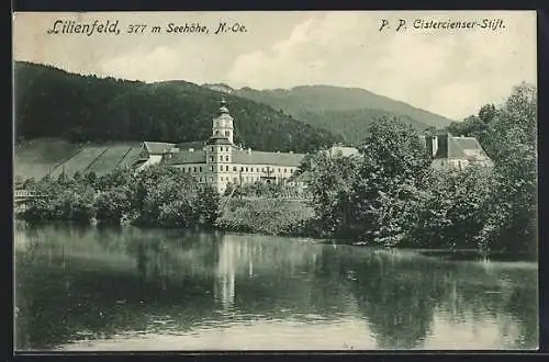 AK Lilienfeld /N.-Oe., P. P. Cistercienser-Stift, vom Wasser gesehen