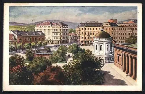 AK Baden bei Wien, Josefsplatz mit Josefsbad und Frauenbad