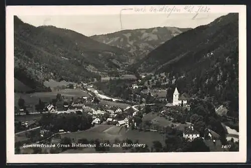 AK Gross Hollenstein /N. Ö., Gesamtansicht mit Hinterberg aus der Vogelschau