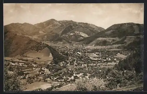 AK Kapfenberg, Gesamtansicht mit Gussstahlfabrik Gebr. Böhler & Co. aus der Vogelschau