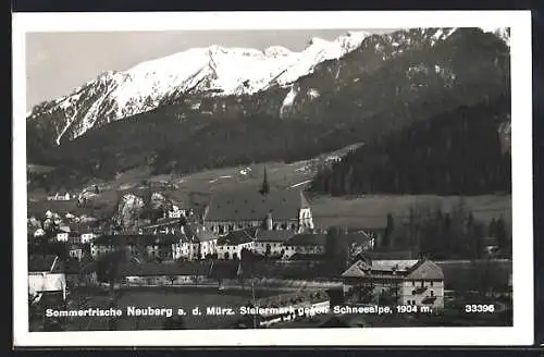 AK Neuberg a. d. Mürz, Ortsansicht gegen Schneealpe