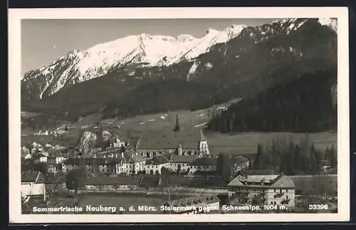 AK Neuberg a. d. Mürz, Teilansicht mit Wiesen und Schneealpe