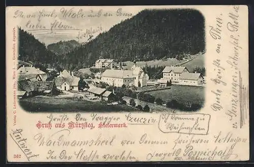 AK Mürzsteg, Teilansicht der Ortschaft