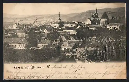 AK Krems a. D., Teilansicht mit Kirche