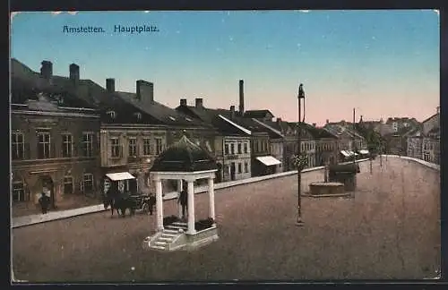 AK Amstetten, Hauptplatz mit Denkmal