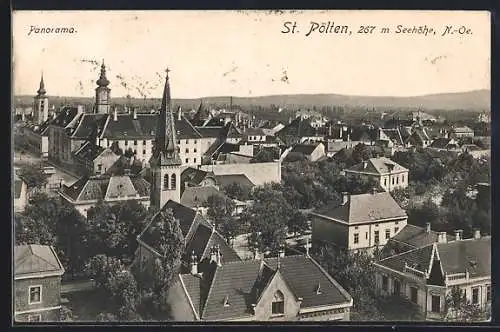 AK St. Pölten /N.-Oe., Panorama mit Kirche
