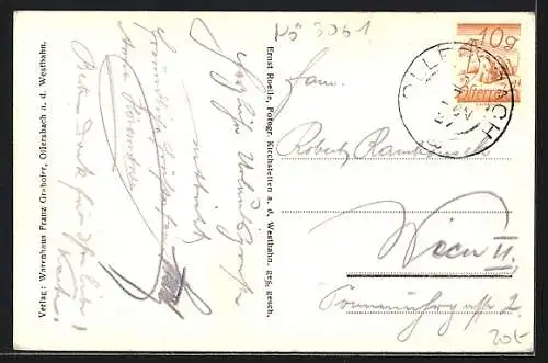 AK Ollersbach a. d. Westbahn, Ortspartie mit Kirche