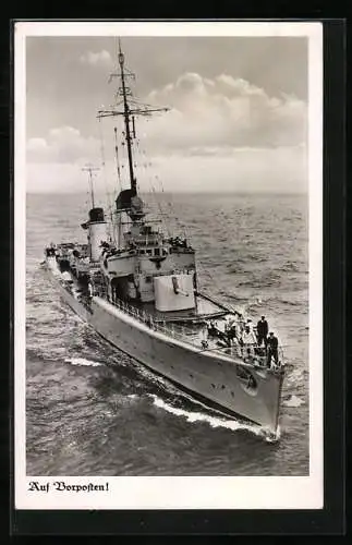 AK Schiff der Kriegsmarine auf Vorposten