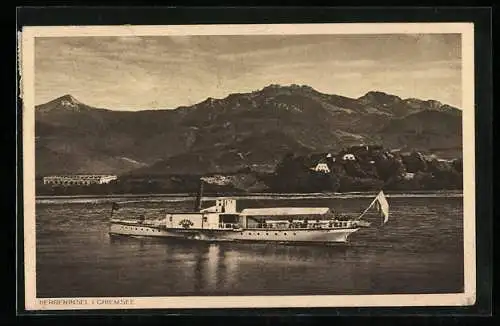 AK Dampfer Luitpold auf dem Chiemsee vor der Herreninsel